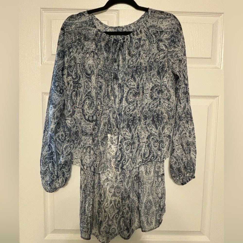 Blue paisley romper